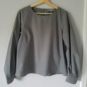 Marled Striped Balloon Sleeve Top